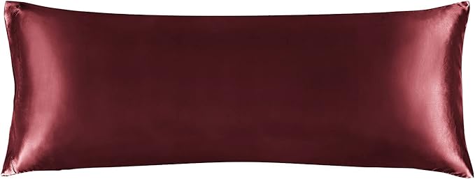 BEDELITE Satin Body Pillow Cover, Super Soft and Cooling Body Pillow Pillowcase for Hair and Skin, Breathable Silky Full Long Pillowcase Cover(20"x54", Burgundy) - Bloomnest