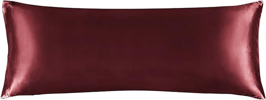 BEDELITE Satin Body Pillow Cover, Super Soft and Cooling Body Pillow Pillowcase for Hair and Skin, Breathable Silky Full Long Pillowcase Cover(20"x54", Burgundy) - Bloomnest