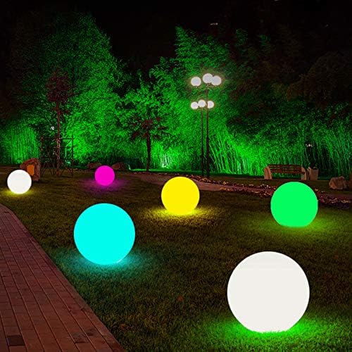 Globe Floor Lamp, 14-in Rechargeable LED Ball Light Globe Light w/Remote, Versatile Glowing Orb Mood Lamps Waterproof Outdoor Orb Lamp, Dimmable RGB Color Changing Light Up Ball for Home Garden Yard - Bloomnest