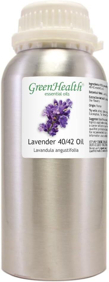 Lavender 40-42 Essential Oil – 16 fl oz (473 ml) Aluminum Bottle w/Plug Cap – 100% Pure Essential Oil – GreenHealth - Bloomnest
