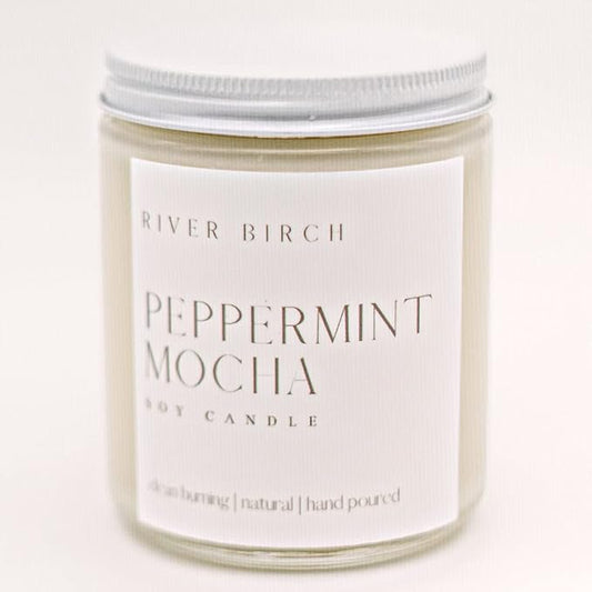 River Birch Candles Peppermint Mocha Scented Candle | Premium, All-Natural, Non-Toxic, Soy Candles | 8.5oz 40 Hr Burn Time | Cozy Relaxing Gifts for Home - Bloomnest