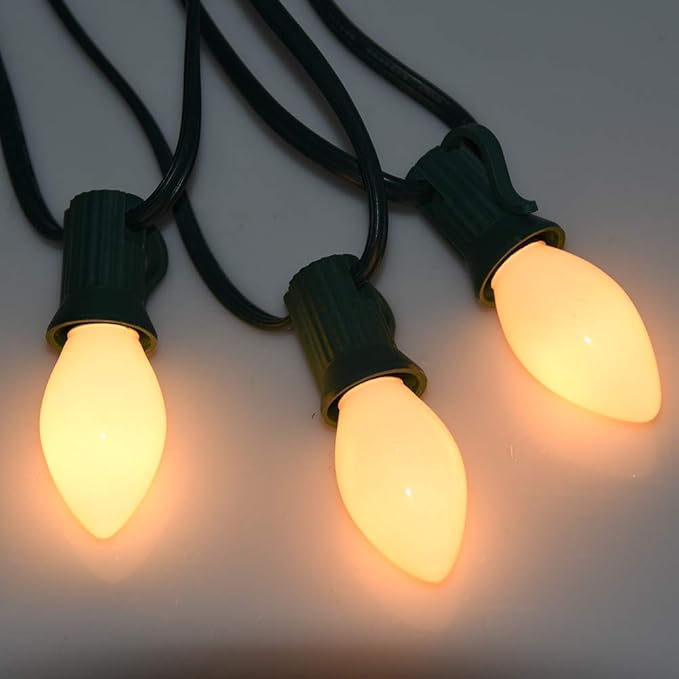 GOOTHY 25 Pack C7 White Replacement Bulbs, Ceramic C7 Incandescent Light Bulbs for Christmas Outdoor Patio Indoor String Lights, C7/E12 Candelabra Base, 5 Watt Night Light Bulbs- White - Bloomnest