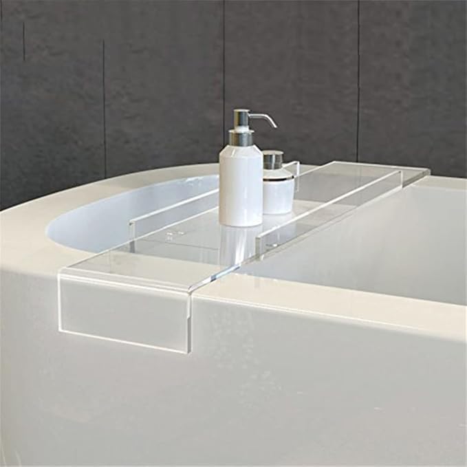 WANLIAN Luxury Bathtub Caddy Tray for Bathroom and Shower Storage - Clear Handles - Bloomnest