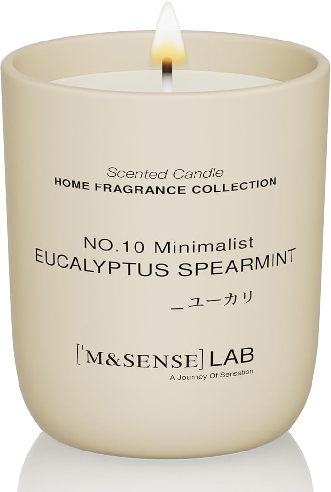 M&SENSE Natural Soy Candle| Eucalyptus Spearmint | 5.3 oz | Minimalist Scented Candle for Relaxation, Gifting, Home Décor | for Bedroom, Office, Party Small - Bloomnest