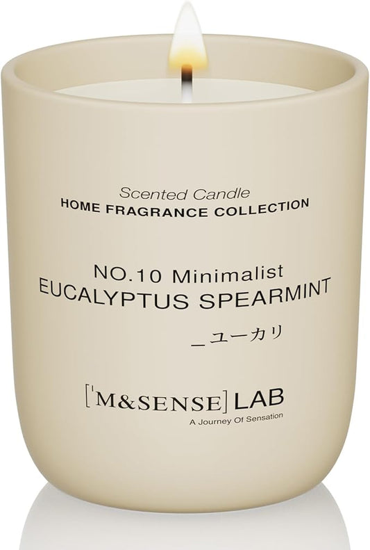 M&SENSE Natural Soy Candle| Eucalyptus Spearmint | 5.3 oz | Minimalist Scented Candle for Relaxation, Gifting, Home Décor | for Bedroom, Office, Party Small - Bloomnest
