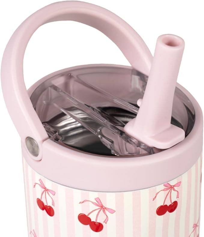 HydroJug Sport - Stainless Steel Tumbler with Straw, Vacuum Insulated, 20oz Leakproof Water Bottle, Ergonomic Design, Reusable, Dishwasher Safe, Rubber Base, Durable for Gym or Outdoors, Sweet Cherry