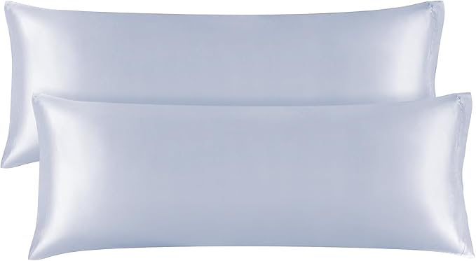 BEDELITE Satin Body Pillow Cover 2 Pack, Super Soft and Cooling Body Pillow Pillowcase for Hair and Skin, Breathable Silky Full Long Pillowcase Cover(20"x54", Evening Haze) - Bloomnest