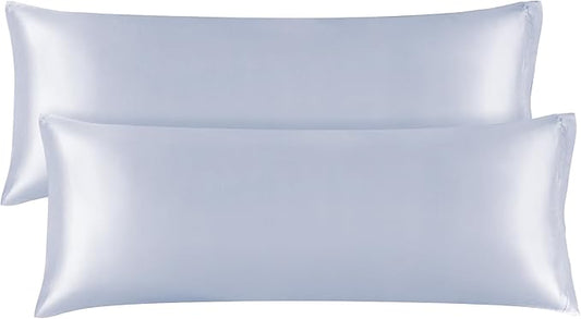 BEDELITE Satin Body Pillow Cover 2 Pack, Super Soft and Cooling Body Pillow Pillowcase for Hair and Skin, Breathable Silky Full Long Pillowcase Cover(20"x54", Evening Haze) - Bloomnest
