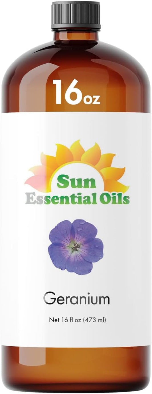 Sun Essential Oils Geranium Essential Oil 16oz - Aromatherapy Oil for Diffuser, and Stress Ease - Bloomnest