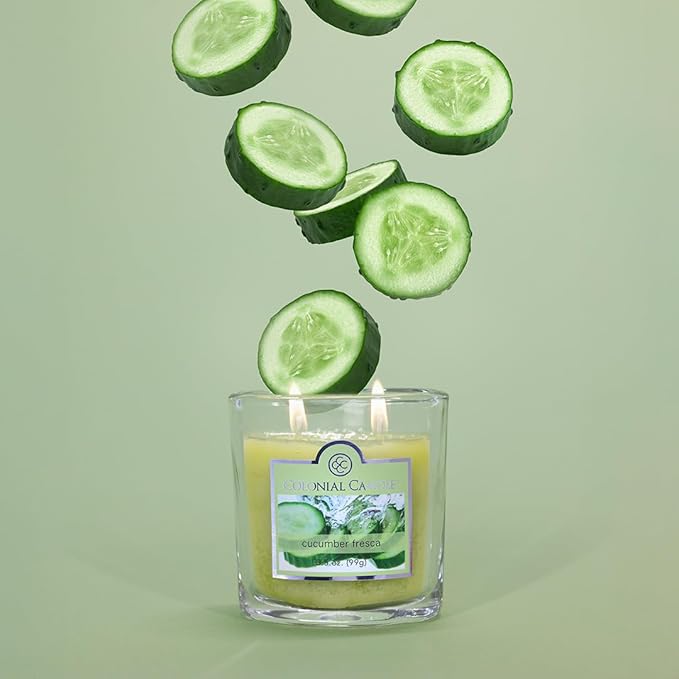Colonial Candle Cucumber Fresca Scented Jar Candle, 2 Wick, 3.5 oz, Mottled Wax Candle - Bloomnest
