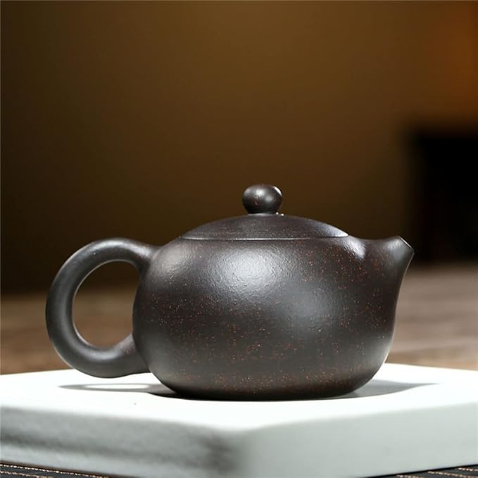 Chinese Clay Teapot 6.7Oz Handmade Xishi Zisha Tea Pot Black Gold Sand Spherical Filter Kungfu Tea Set - Bloomnest