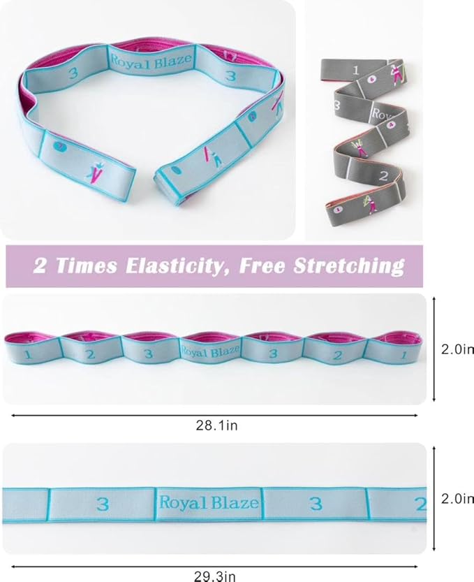 2 PCS Stretch Bands For Kids and Adults – Yoga Straps for Stretching with Multi- Loop – Workout Guide – Video For Exercise, Elastic Stretch Strap Pilates, Yoga, Dance, Gymnastics, Dance, Ballets Bands - Bloomnest