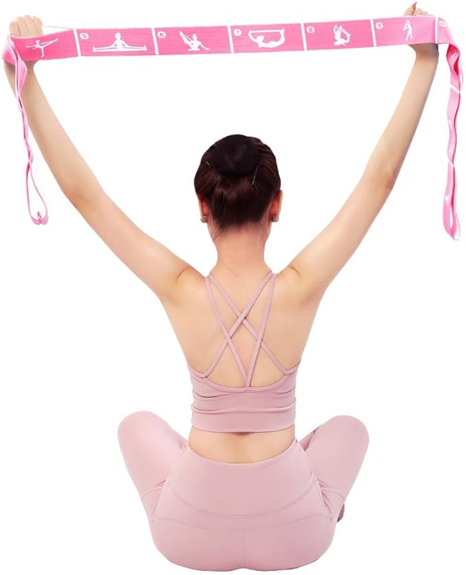 Multi-Functional Slimming Resistance Bands Yoga Straps Elastic Stretching Band 10/12 Loops for Pilates, Latin Training, Dance, Gymnastics, Fitness, Ballet and Physical Therapy - Bloomnest