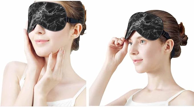 Black Marble Sleep Eye Mask Abstract Grunge Liquid Men Women Sleep Mask with Adjustable Strap Eye Cover Eye Shade for Travel, Nap,Meditation - Bloomnest