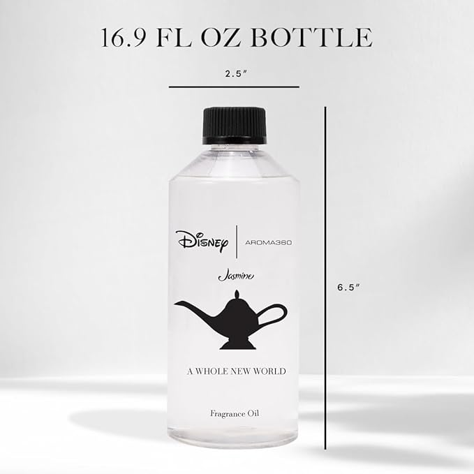 Aroma360 | Disney | A Whole New World Fragrance Oil Blend | Aladdin| Princess Jasmine | Luxury Essential Oil Diffuser | Aromatherapy Scent Diffuser Oil | Orange, Aldehydes & Jasmine 16.9 fl oz, 500mL - Bloomnest