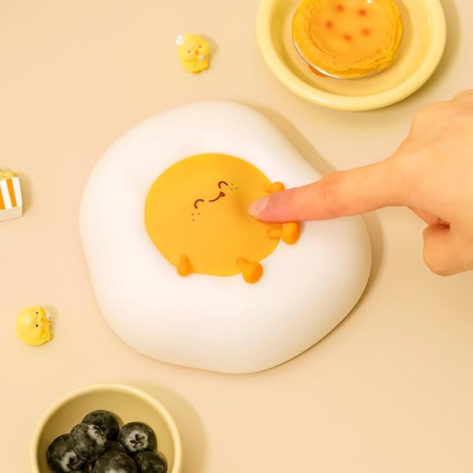 Egg Night Light for Kids,Toddler, Baby Nursery, Cute Nightlight Silicone Lamp for Sleeping Companion, Auto Off 30Min Timer, Cordless Rechargeable Battery - Bloomnest