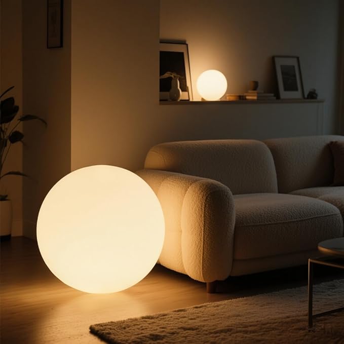 16 Inch Ultra-Fun LED Ball Light, Rechargeable Globe Floor Lamp w/Remote, 16 RGB Color Changing LED Glowing Orb Light, Waterproof Outdoor Ambiance Lighting, Pool Party Garden Patio Decor - Bloomnest