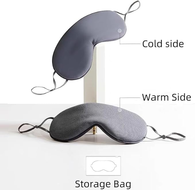 Sleep Mask for Side Sleeper Dual Warm & Cool Function, Soft Cover, Ultra Light Blocking, Reduces Dark Circles, Adjustable Ear Loops, Travel Bag Included, Gift for Men & Women - Bloomnest