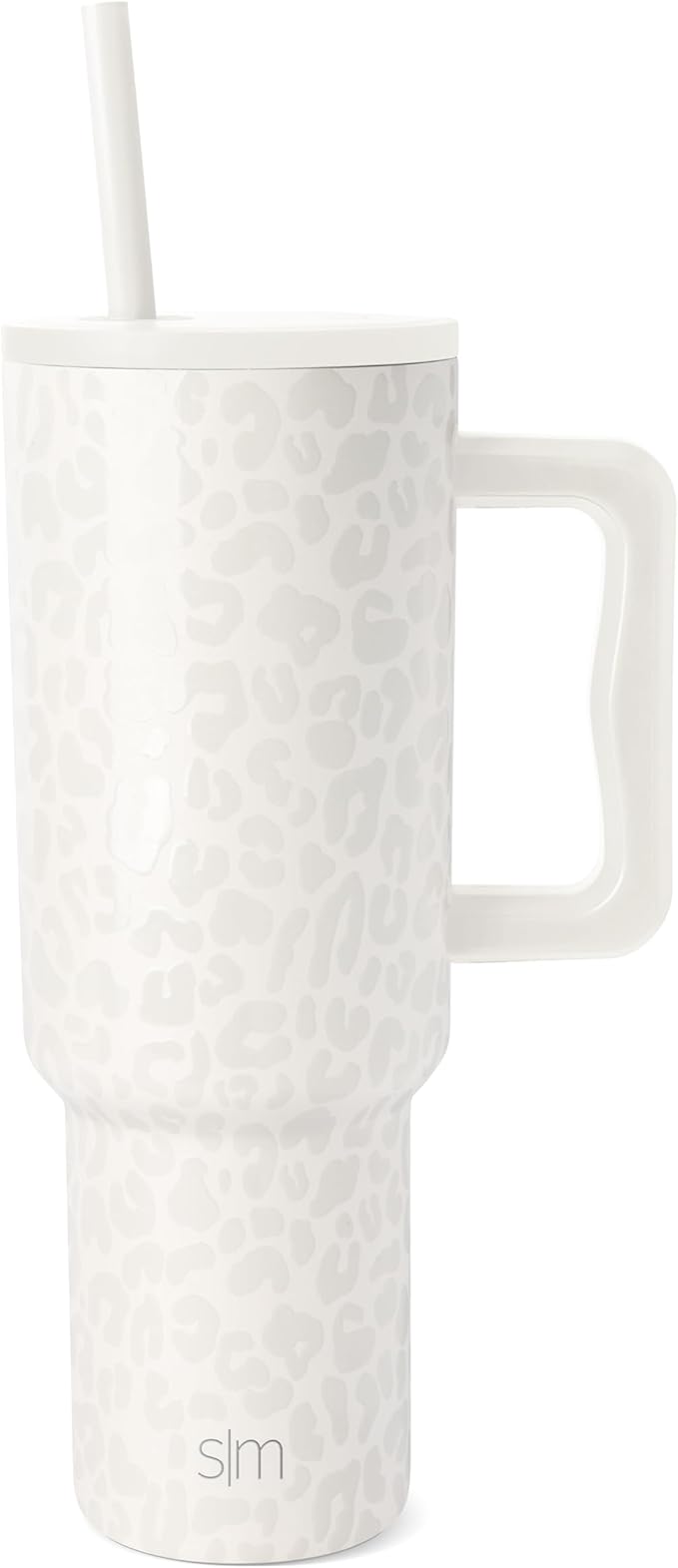Simple Modern 40 oz Trek Tumbler with Handle and Straw Lid | Cup Holder Friendly Insulated Stainless Steel Travel Mug | Cream Leopard SimpleModern