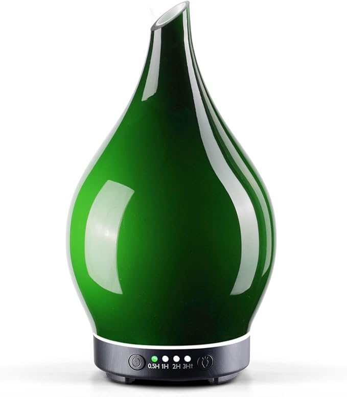 Porseme 150ml Essential Oil Diffuser Glass Color Changing Aroma Air Diffusers Aromatherapy Ultrasonic Cool Mist Humidifier 6 Running Hours Waterless Auto-Off for Sleeping Yoga Office Spa (Hulk Green) Porseme