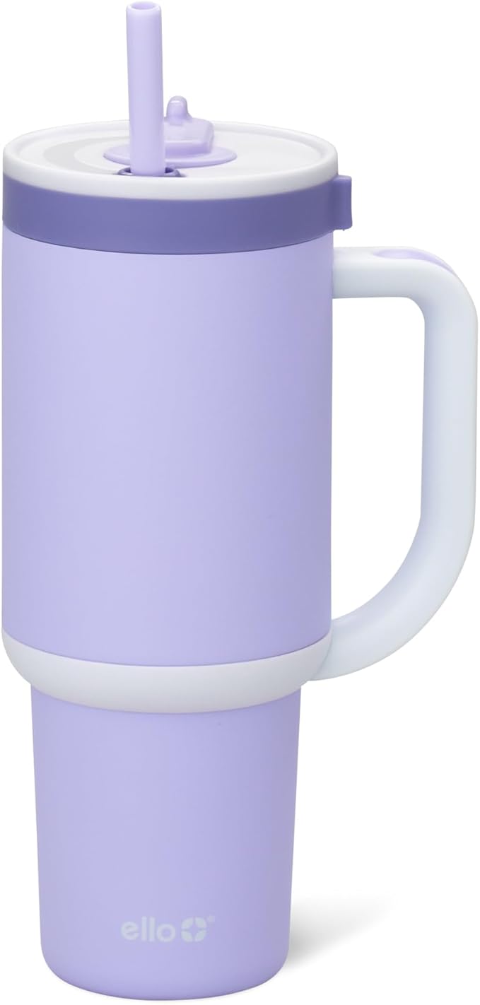 Ello Oasis 30 oz Tumbler with Handle & Retracting Straw | Reusable Insulated Stainless Steel Cup 100% Leakproof, Gifts for Teens Women Men | Keeps cold for 24 Hours, Cup Holder Friendly, Twilight - Bloomnest