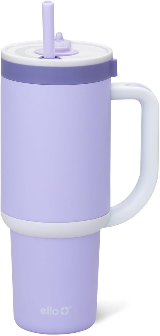 Ello Oasis 30 oz Tumbler with Handle & Retracting Straw | Reusable Insulated Stainless Steel Cup 100% Leakproof, Gifts for Teens Women Men | Keeps cold for 24 Hours, Cup Holder Friendly, Twilight - Bloomnest