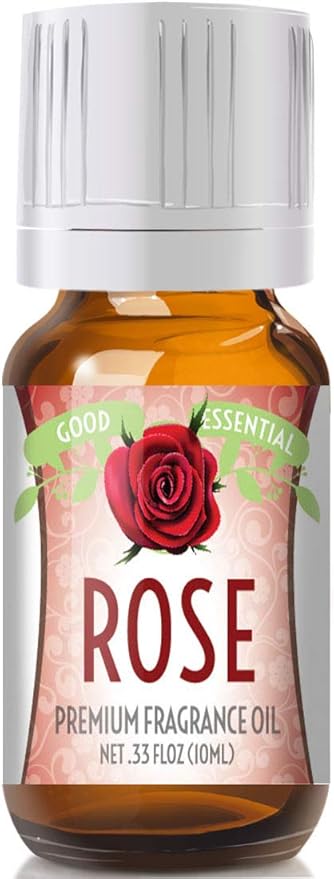 Good Essential Professional Rose Fragrance Oil for Candles, Soap Making, Perfumes, and Diffusers, 0.33 fl oz (10 ml) - Rose Scented Candle Oil GoodEssential