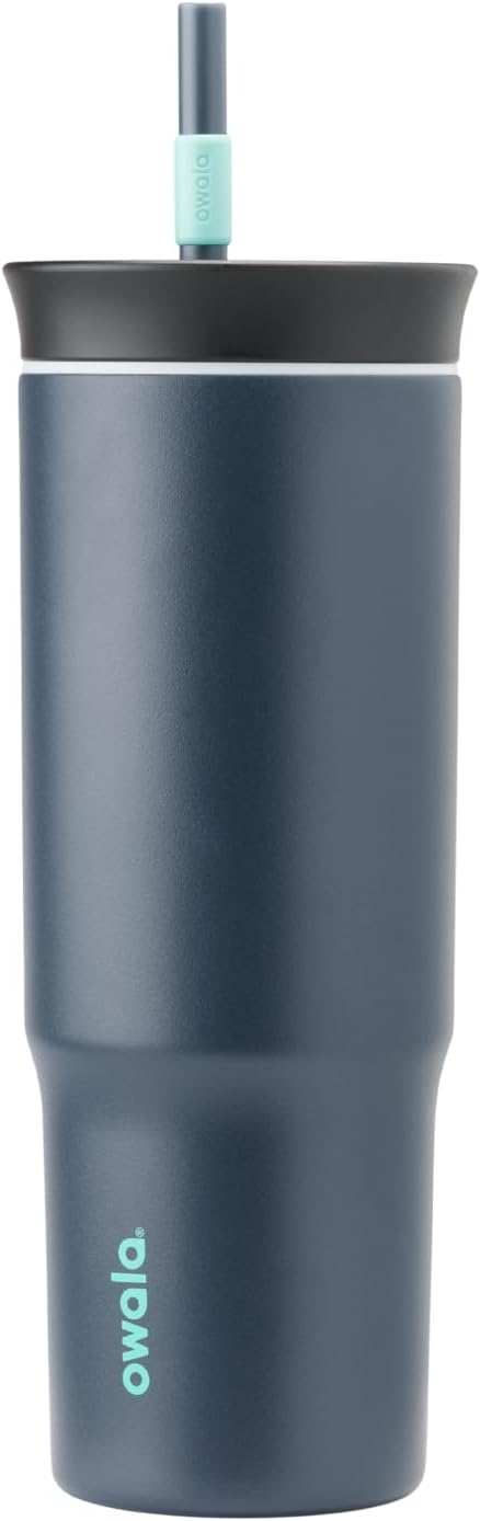 Owala Stainless Steel Triple Layer Insulated Travel Tumbler with Spill Resistant Lid and Straw, BPA Free, 24 oz, Black/Grey (Foggy Tide) (Pack of 12) - Bloomnest