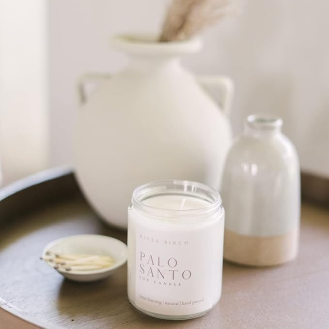 River Birch Candles Palo Santo Scented Candle | Premium, All-Natural, Non-Toxic, Soy Candles | 8.5oz 40 Hr Burn Time | Cozy Relaxing Gifts for Home - Bloomnest
