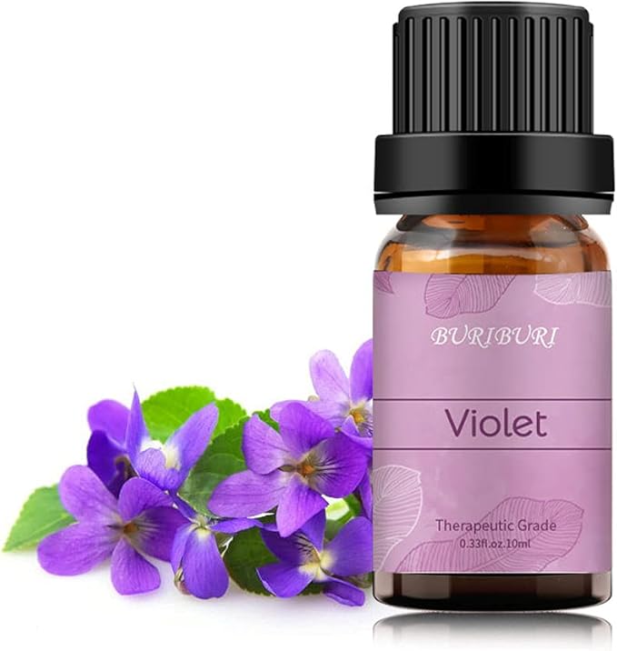 BURIBURI Violet Essential Oil 10ml, 100% Pure, Undiluted, Natural Violet Fragrance Oil for Diffuser, Soap Candle Making BURIBURI