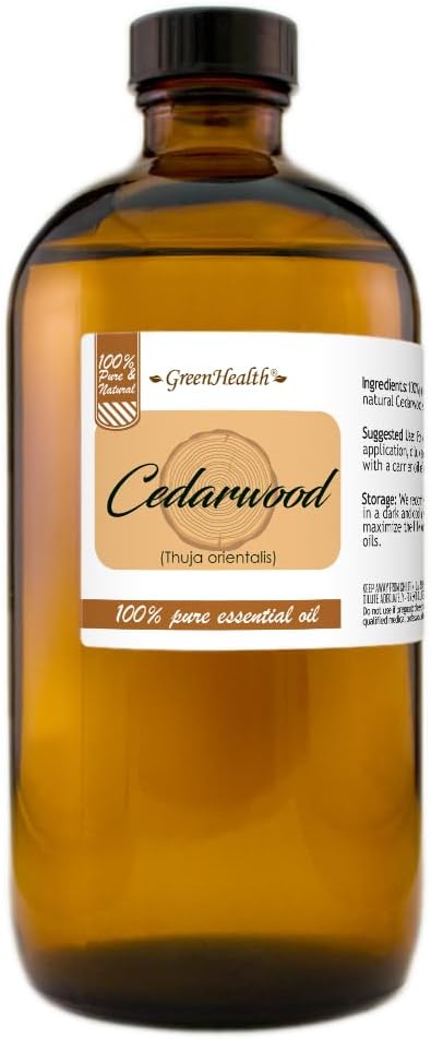 GreenHealth Cedarwood Essential Oil 16 fl oz (473 mL) – 100% Pure & Natural – Bulk Size for DIY, Aromatherapy & More – Amber Glass Bottle - Bloomnest