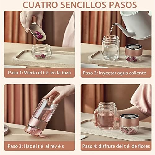 Yosoo Health Gear Tea Infuser Bottle, 420ml Tea Flood Cup Glass Water Bottle Double Wall Borosilicate Travel Tea Tumbler with Stainless Steel Filter Leakage Proof Water Separation Tea Mug - Bloomnest