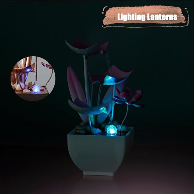 Water Fountain Indoor Waterfall Fountain 3-Tier: Small Waterfall Fountains with Lights - Relaxing Zen Décor for Home Living Room or Bedroom and Office Bronze - Bloomnest