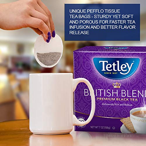Tetley British Blend Premium Black Tea, 80 Teabags (Pack of 6) - Bloomnest