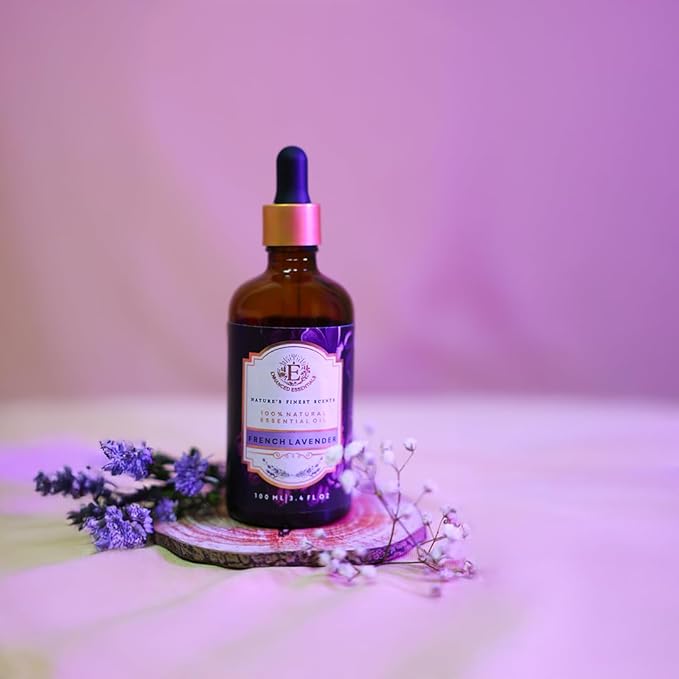 Luxurious French Lavender Essential Oil by Enhanced Essentials|with Glass Dropper|Slow Distilled & Pure| for Home,Diffusers,Skin Care,Aromatherapy,Massage,Soap & Candle Making|3.38 fl oz (100 ml) EnhancedEssentials