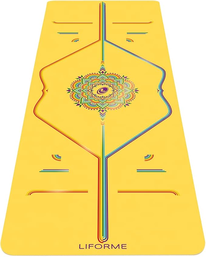 Liforme Travel Yoga mat – Patented Alignment System, Warrior-Like Grip, Non-Slip, Eco-Friendly, Ultra-Lightweight and Sweat Resistant, Made with Natural Rubber