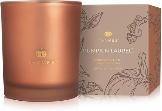 Thymes Scented Candles for Home Decor - Luxury Home Fragrance Gifts for Women & Men - Fall Candles with Creamy Pumpkin, Nutmeg, & Cinnamon - Burnt Orange (Pumpkin Laurel, 6.5 oz) - Bloomnest