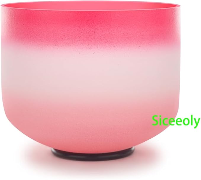 8 inch F Note 432HZ Light Pink Singing Bowl Frosted Quartz Heart Chakra Meditation Sound Healing with Durable Carrying Case Suede Striker O-ring - Bloomnest