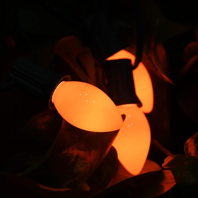 SUNSGNE C7 LED Christmas Orange Light Bulbs, 25 Pack Orange Replacemet Light Bulbs for Christmas Halloween Decor, E12 Candelabra Base, 0.6 Watt - Bloomnest