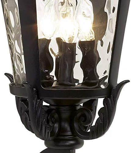 John Timberland Marseille Rustic Vintage Outdoor Wall Light Fixture Textured Black Scroll 27 1/2" Hammered Glass for Exterior House Porch Patio Outside Deck Garage Yard Front Door Garden Home - Bloomnest