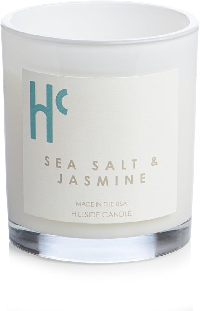 Sea Salt & Jasmine Single Wick Soy Candles, Luxury Scented Candles for Home - Up to 60 Hour Burn Time, Cruelty-Free Soy Wax Blend - Beach Fragrance, Notes of Jasmine & Sea Salt (9 oz) - Bloomnest