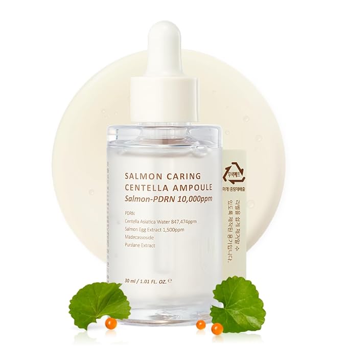 HEVEBLUE Salmon Caring Centella Ampoule - Salmon PDRN, Salmon Egg Extract, Centella, Madecassoside, Calming, Soothing, Restore and Rejuvenate, Sensitive Skin, Korean Skincare - Bloomnest