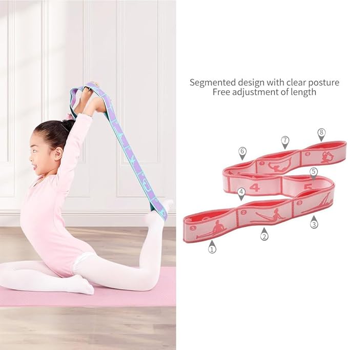 2 PCS Stretch Strap for Kids Dance Elastic Band for Children Gymnastics Stretching Strap Kids Stretching Bands Stuff Multi-Loop Adjustable Bands Stretching Resistance Ballet Bands -8 Loops