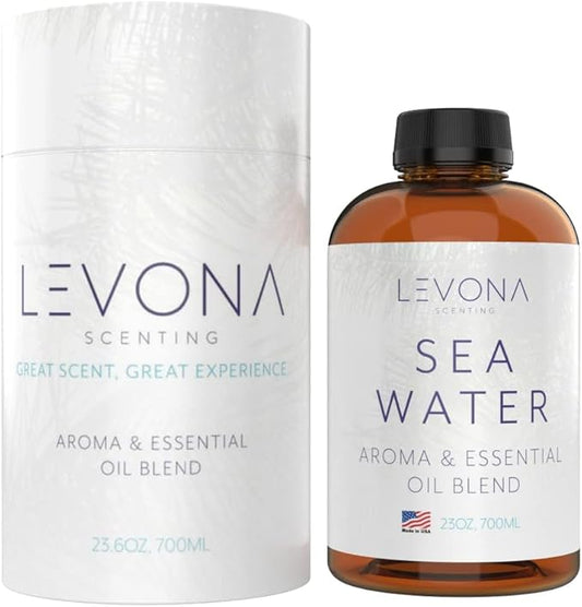 Levona Scent Essential Oil - Fresh Aroma for Home, Office, Hotel & Spa, Perfect in Humidifiers and Diffusers, Luxury Fragrance, with Aqua Marine, Lemon, & Bergamot Notes - 700ml/ 23 fl oz, Sea Water - Bloomnest