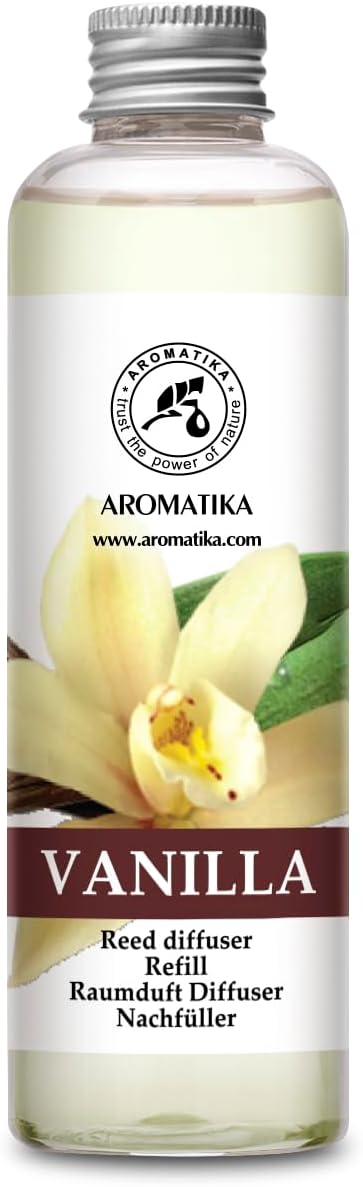 Vanilla Diffuser Refill w/Natural Essential Vanilla Oil 6.8 Fl Oz - Intensive - Fresh & Long Lasting Fragrance - Reed Diffuser Oil Refill Vanilla - for Aromatherapy - SPA - Home - Office - Fitness - Bloomnest