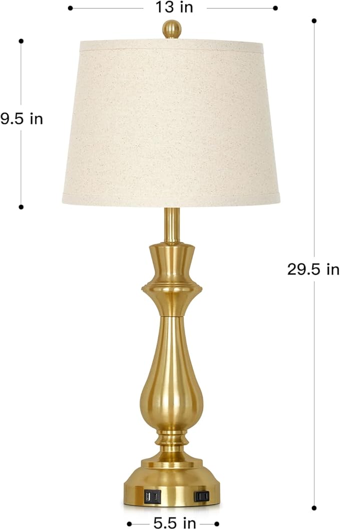 Modern Gold Table Lamps Set of 2 for Living Room,30" Tall Bedside Lamp with USB Charging Port,3-Way Dimmable Touch Nightstand Lamp for Bedroom Desk Side Table Office,Gold - Bloomnest