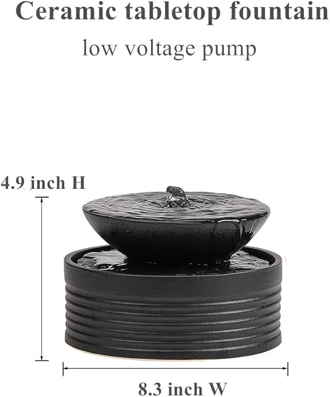 Outdoor and Indoor Tabletop Desktop Fountain Water Feature Waterfall mini Watering p d c Home Decoration Office (S081 Black) - Bloomnest