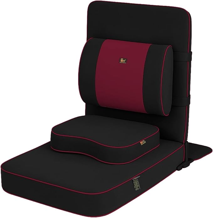 Friends of Meditation Extra Large Meditation Chair | Floor Chair with Back Support | Yoga Chairs for Adults | Portable Folding Chair | Yoga Chair with Cushion & Meditation Block | Black | 24x22 in - Bloomnest