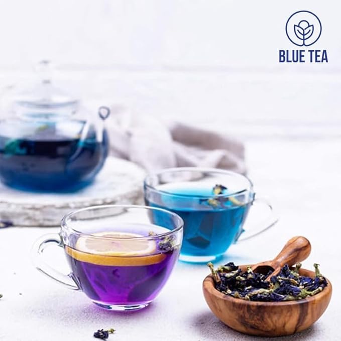 BLUE TEA - Butterfly Pea Flower Cardamom Tea - 10 Tea Bags (Plant Based ) | ANTIOXIDANT RICH | Herbal Tea - Caffeine Free - Non-Bitter - Flower Based - Vegan - Non-GMO- Natural Ingredients | Zipper Pack - Bloomnest