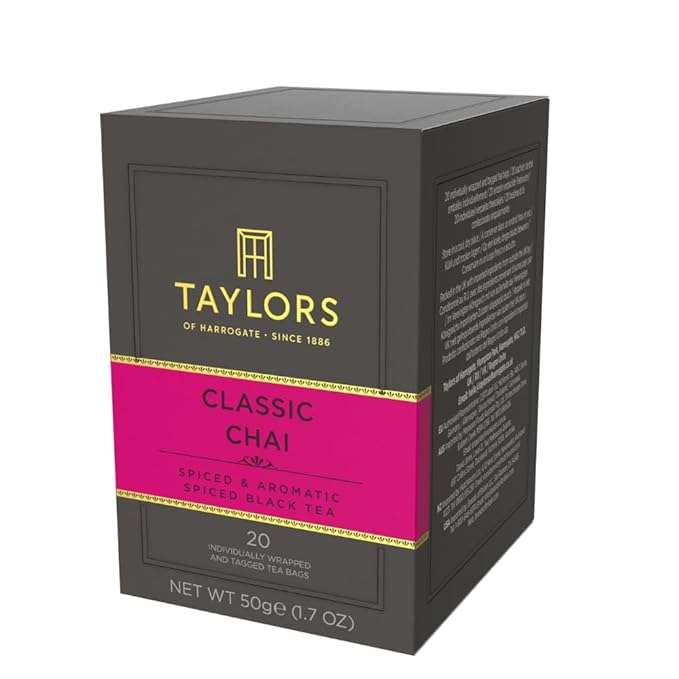 Taylors of Harrogate Classic Chai, Black Tea, Individually Wrapped Bags, 20 Count (Pack of 6), Spiced, Aromatic & Warming, Caffeinated, Enjoy Hot or with Milk, 120 Teabags Total - Bloomnest